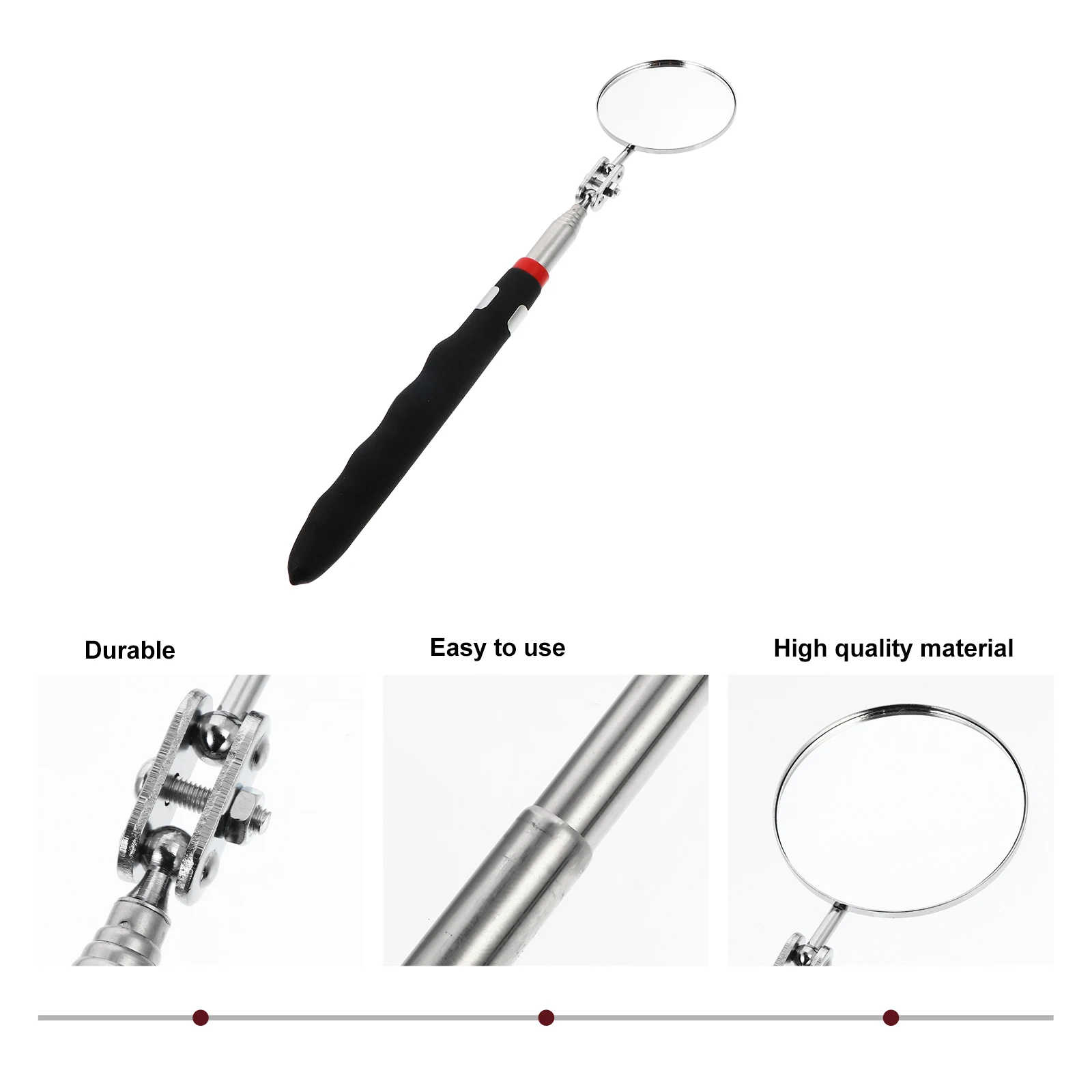 2 قطعة مرآة فحص السيارة عصا تصغير مرنة قابلة للتمديد أداة فحص السيارات المستديرة للمساحة الضيقة #6