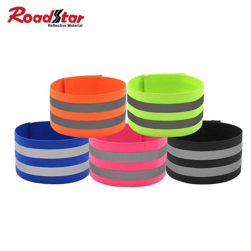 Roadstar 5pcs Reflective Bands Elasticated Armband Warning Wristband Ankle Hand Leg Bind Straps for Night Sport Jogging Cycling