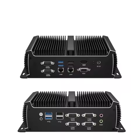 Industrial Fanless Mini PC 6x COM Intel Core i5 5200U 6200U 7200U 8xUSB 2x Mini PICE Support WiFi 4G LTE Windows10/11 Linux
