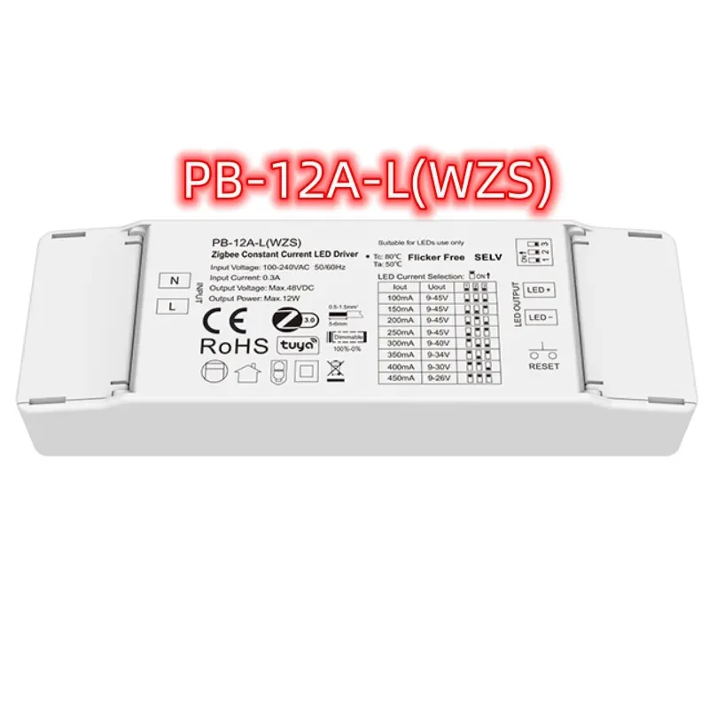 Imagem -06 - Driver de Led de Corrente Constante Zigbee Pb12a-lwzs Canal *100450ma Dc9-45v Pb-12a-hwzs Dc324v Canal *350700ma 12w