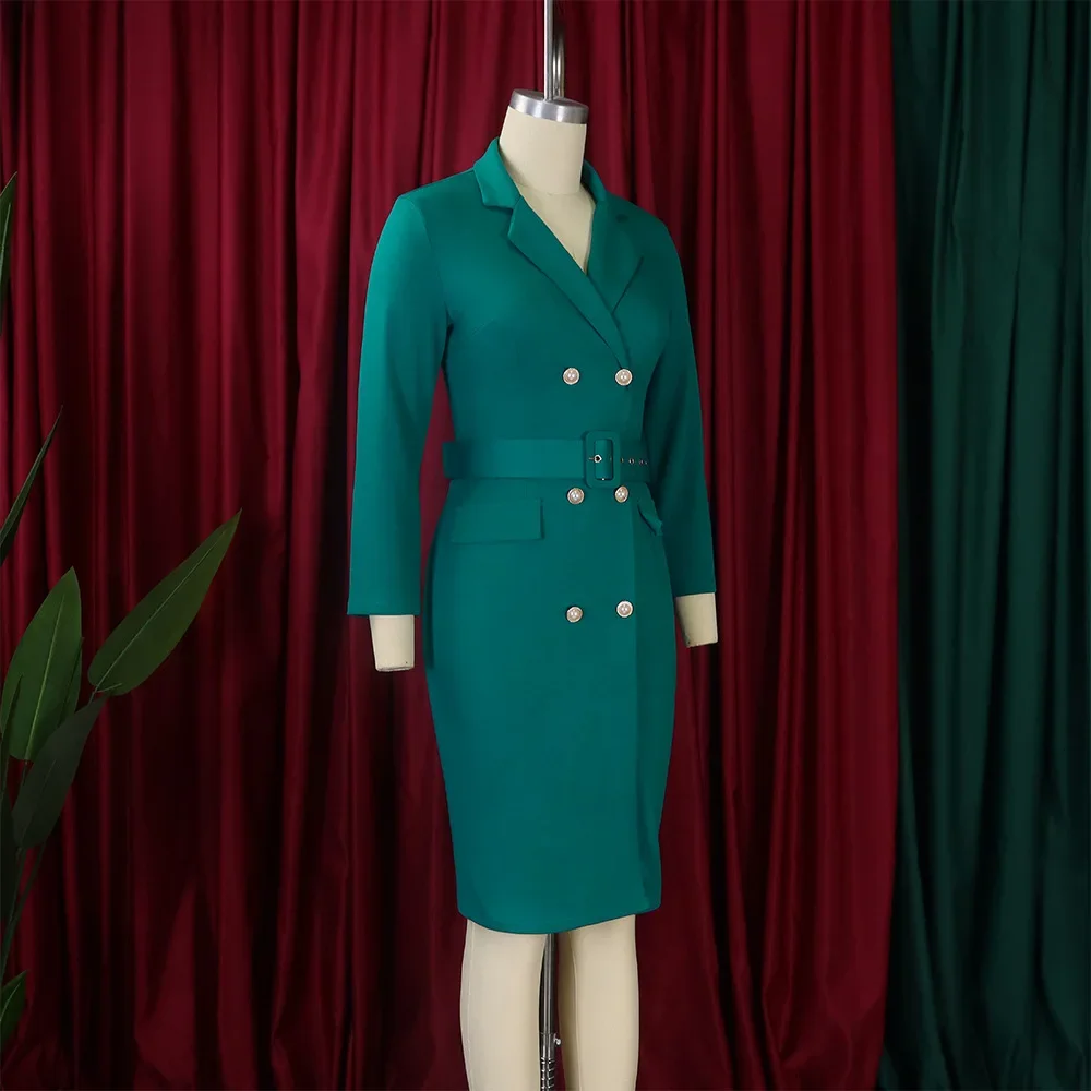 2026 solide Langarm Plus Größe Kleid Frauen Große Kerb Große Kleider Dame Frühling Herbst Party Enge Kurvige Kleid