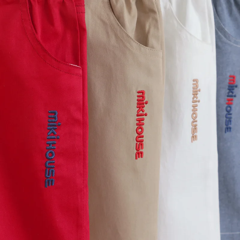 Summer New Japanese and Korean Children\'s Pants Solid Letter Embroidered Shorts Capris Boys Clothes Roupa Infantil Pra Menino