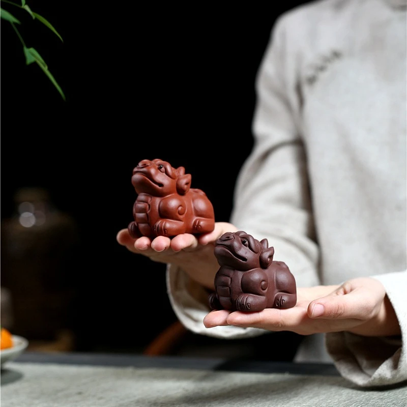 

Креативный фиолетовый глиняный маленький чайный орнамент для домашних животных, поделки ручной работы, фигурка животного, аксессуары для чайной церемонии, украшение для чайного столика