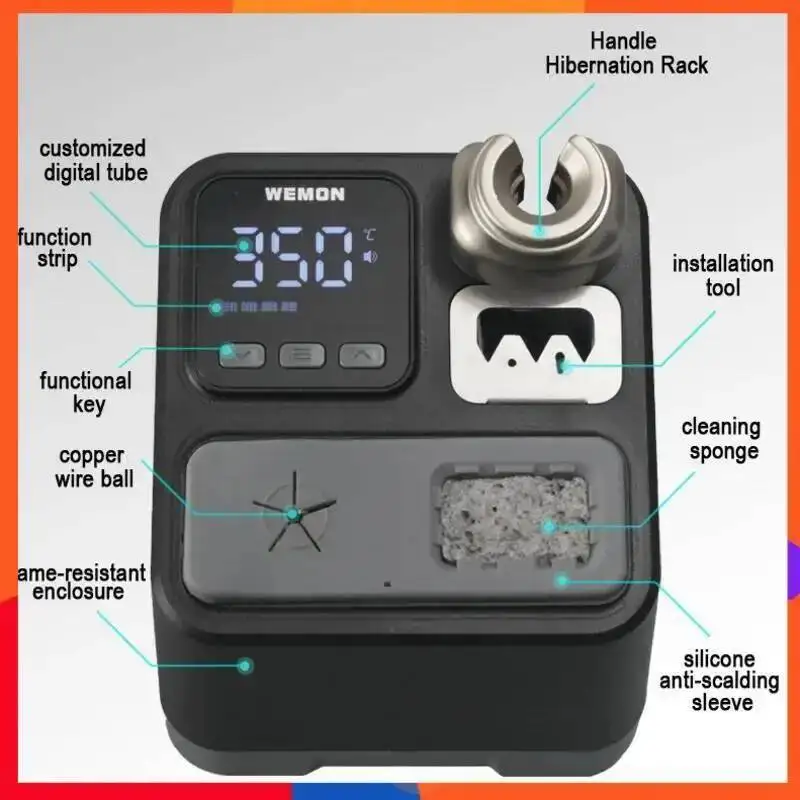 

Soldering Iron Station with T210 Heat-Resistant Handle 100-480°C Constant Temperature Control Anti-Oxidation Rapid Heating Core