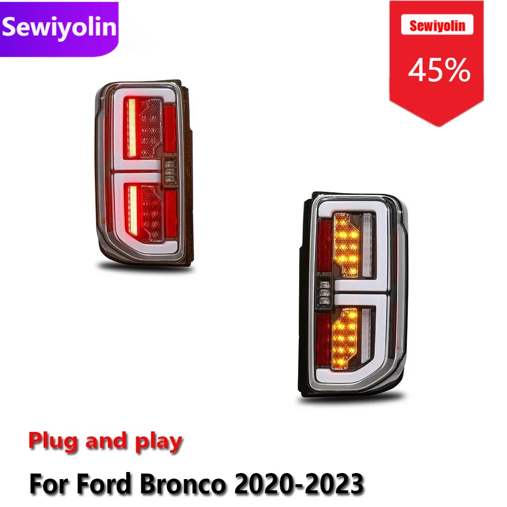 

Car DRL LED Tail Light Assemblies For Ford Bronco 2020-2023 Auto Fog DRL Brake Turn Signal Lamp Plug And Play