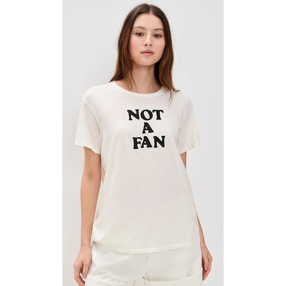 

2025 Fashion Styles Not A Pan Letter Print T-shirt Girl Summer Vintage Cotton Short Sleeve Graphic Cute Women's Casual Loose Top