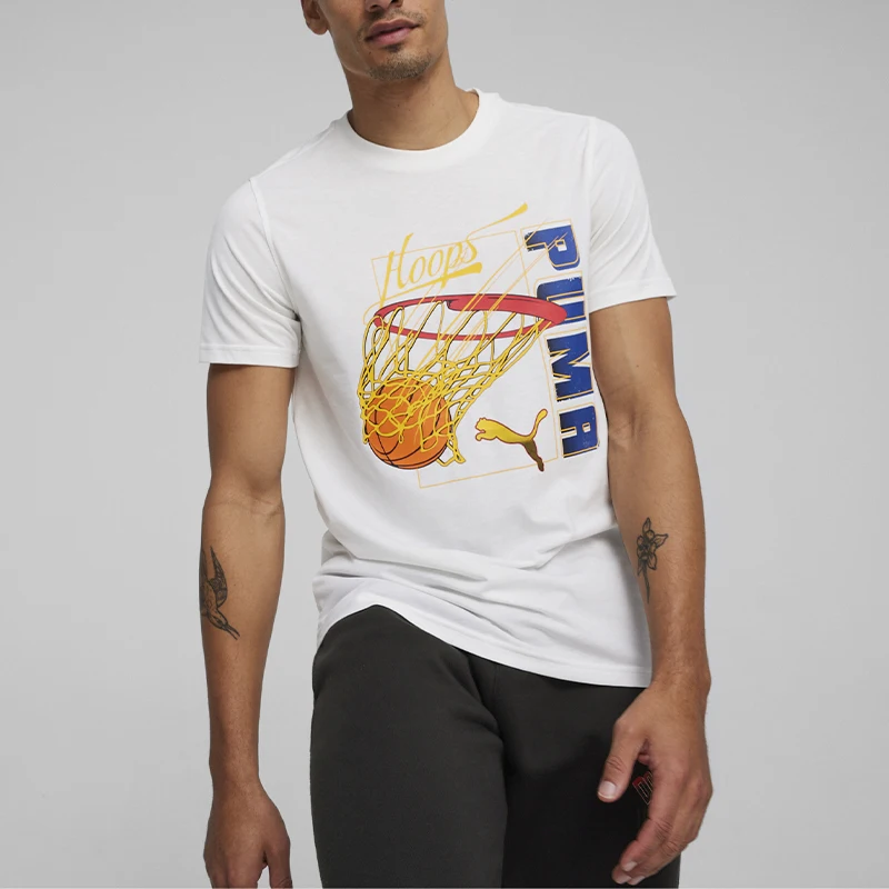 

Оригинальные летние новые мужские модные дышащие спортивные футболки с принтом Puma для тренировок и баскетбола с коротким рукавом 624801-03