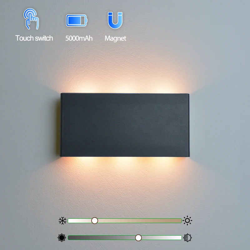 6W Wireless Portable LED Wall Lamp Touch Dimming Wall lights Type-C Charging Night Light Bedside Stairside Corner Decor 3 Colors