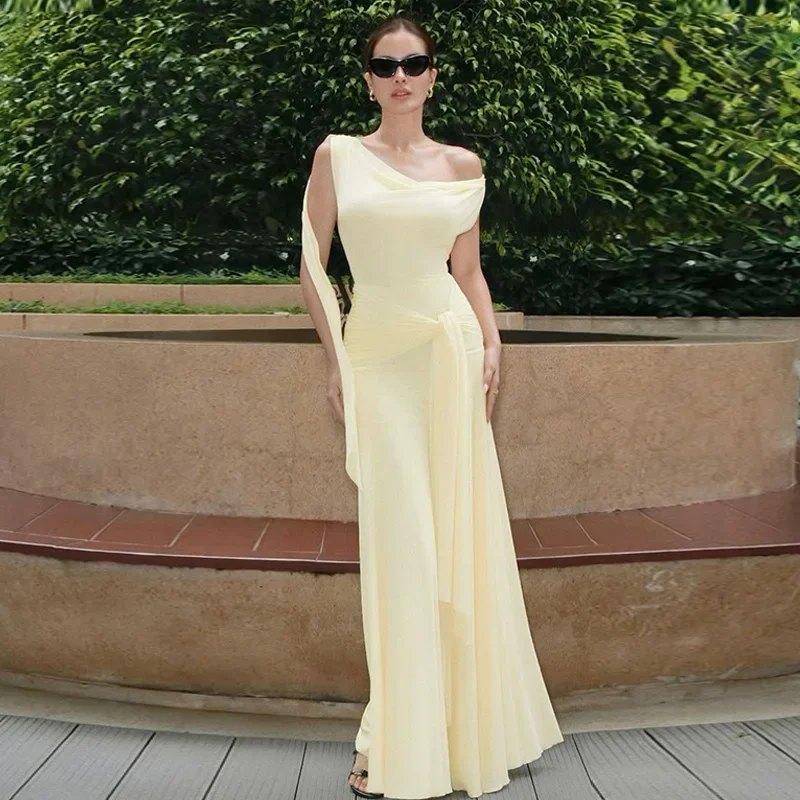 

TARUXYSexy Backless Bandage Dress Women New Mesh Splicing Slim V-Neck Folds Elegant Dress Female Lrregular Banquet Evening Dress