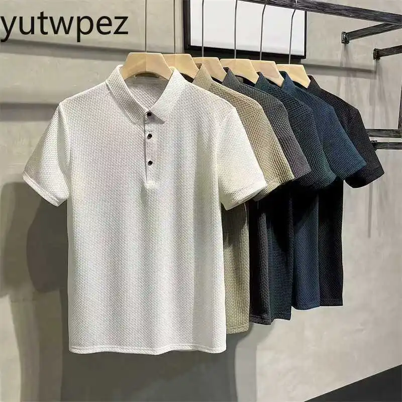 Business Casual Sweat-absorbing Top Summer Sports Running Men Climbing Short Sleeve T-shirt Ice Silk Cool Breathable POLO Shirt