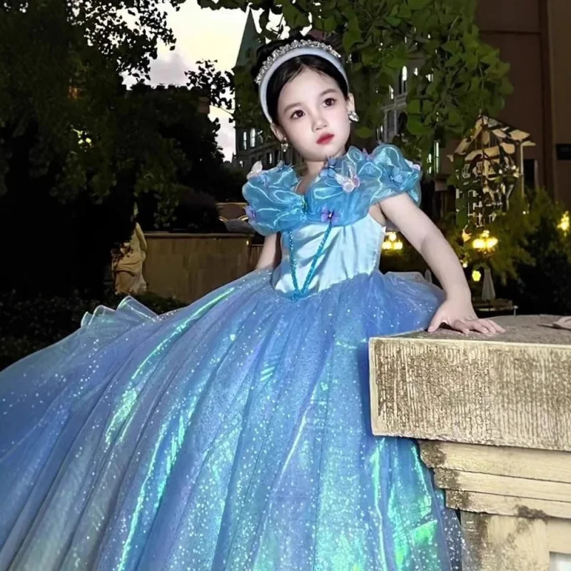 

Вечернее платье для девочек, нишевое платье принцессы, детское ведущее сценическое шоу, выступление на фортепиано, легкое роскошное пышное платье