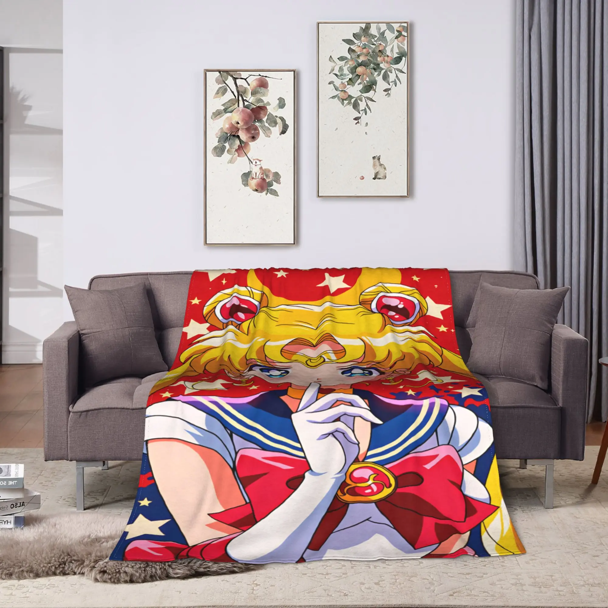 S-Sailor M-Moon Anime  Blanket  Travel Office Flannel Throw Blanket For Bedroom Warm Design Quality Bedspread Gift Idea