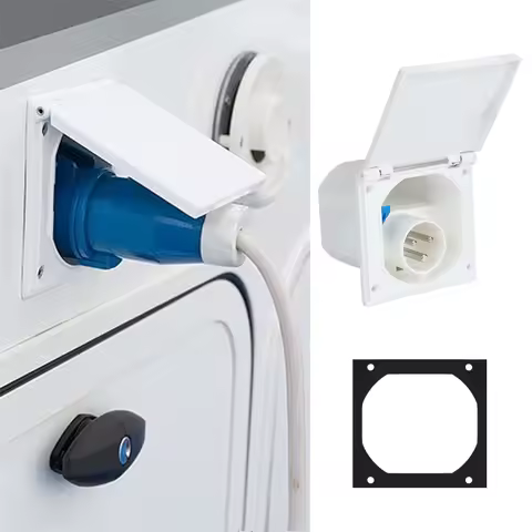 RV Power Supply Plug Socket 220V-240V 16A External Flush Hook Up Waterproof Plug Socket Apply To Caravan Camper Accessories