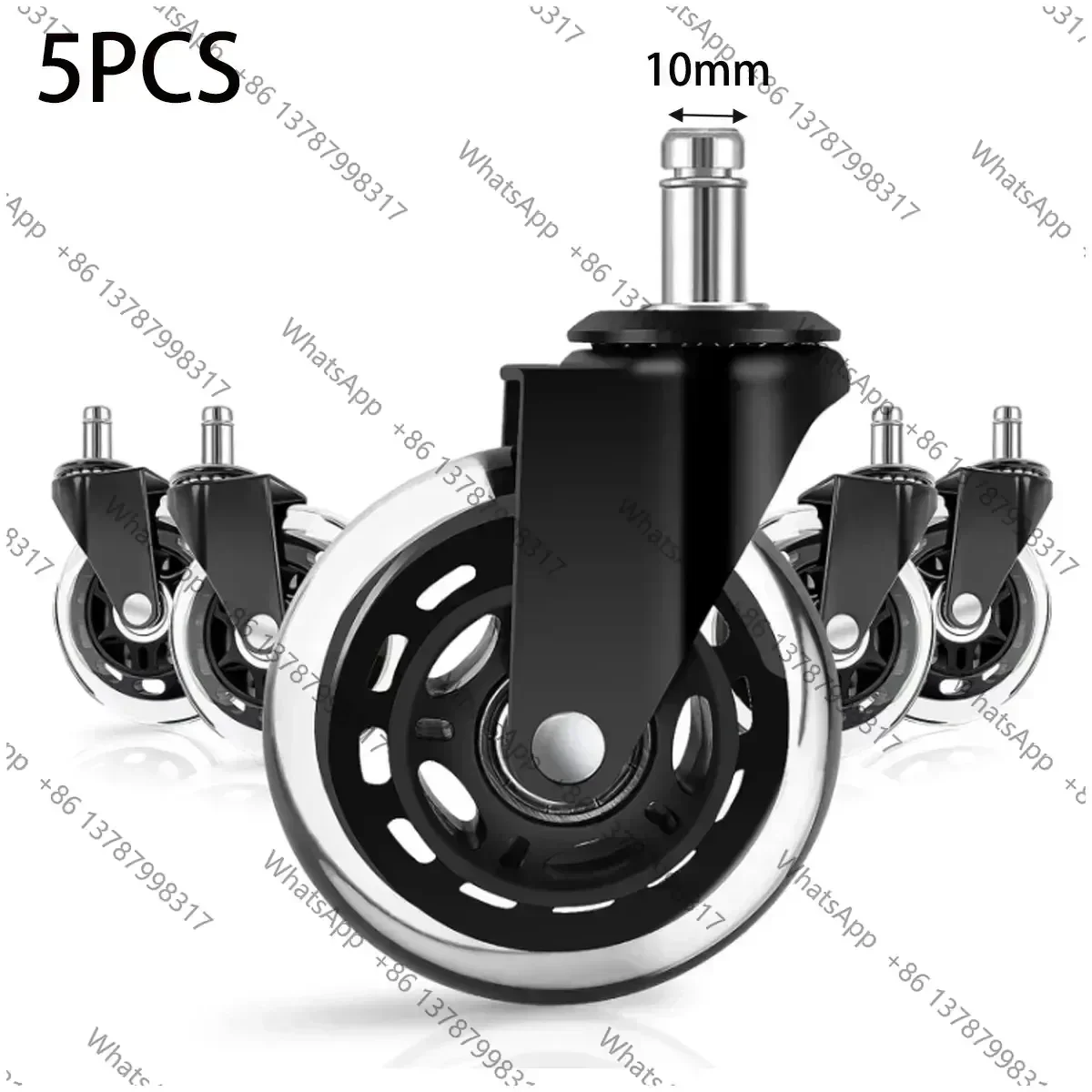 5PCS Office Chair Caster Wheels 3 Inch Swivel Rubber Caster Wheels Replacement Soft Safe Rollers Furniture Hardware