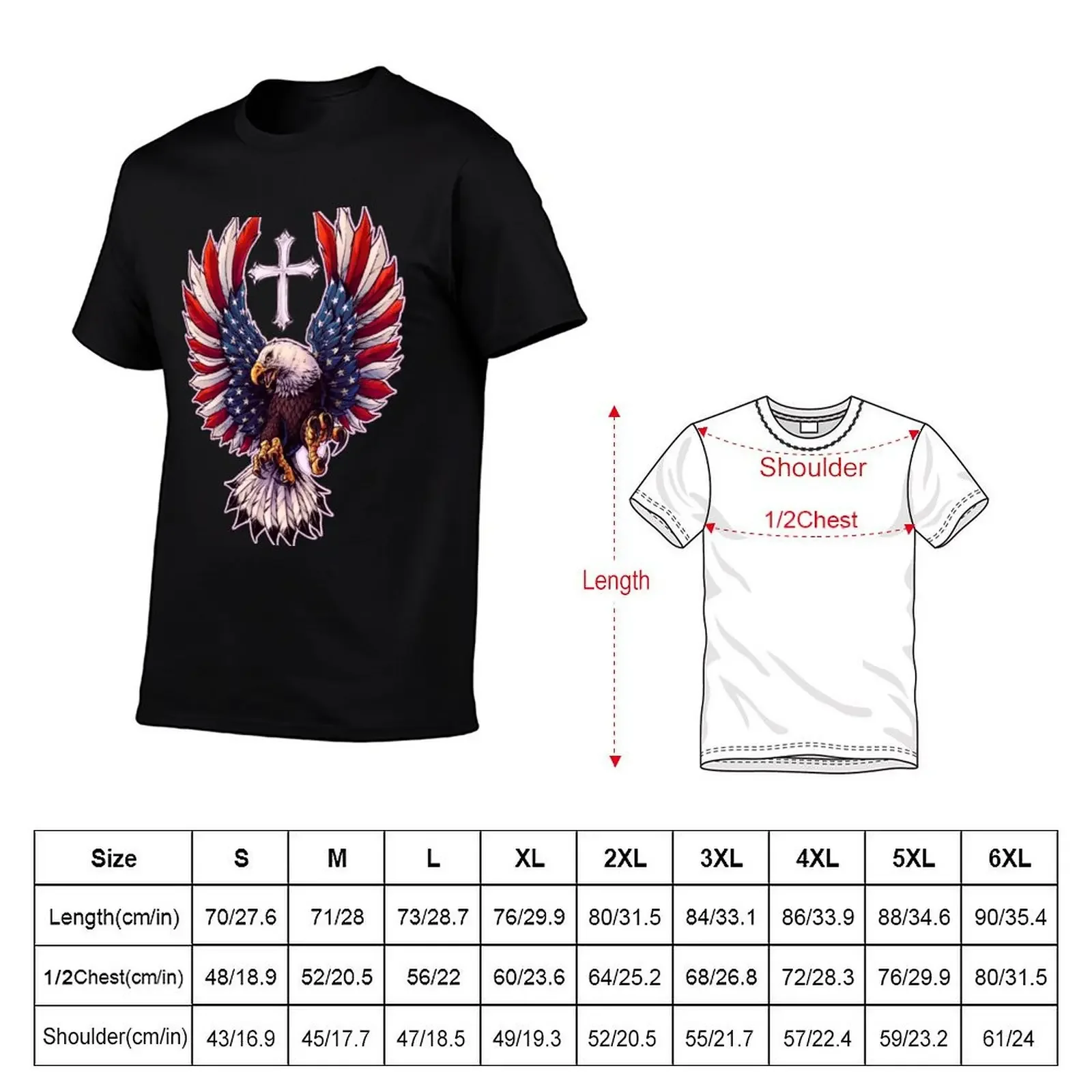 American flag eagle with Cross T-Shirt custom shirt rapper graphic tees cute tops heavyweights compression shirt men