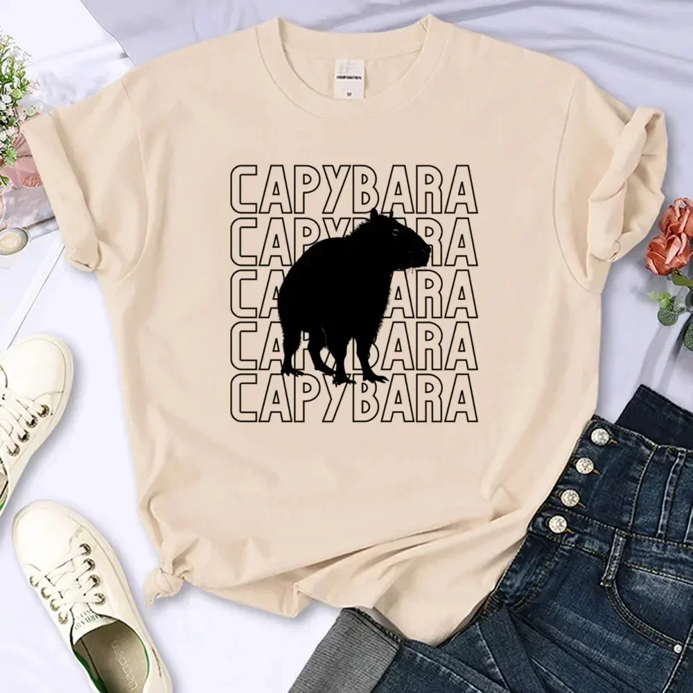 Capybara T Shirt Women Streetwear Comic Manga Top  Japanese Clothes Women\'s T-shirt Fashion Casual Summer Top 2024 New Harajuku