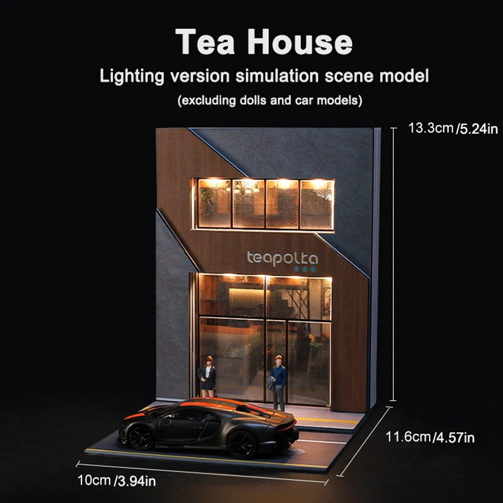 

1/64 Model Cars Double-tier Tea Bar with Lighting Scene Collection Model(excluding the car and figure)Collector Decoration Gift