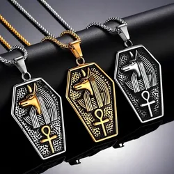 Anubis Life Signature Men's Retro Necklace Dog's Head Anka Cross Hip Hop Pendant Neck Chain Retro Cross Men's Pendant Jewelry