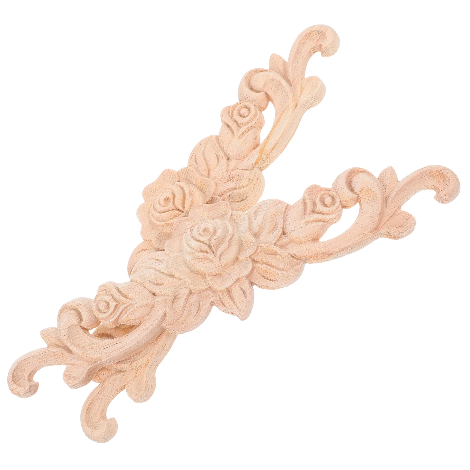 

2 Pcs Wood Carved Onlays Appliques Furniture Decorative Flower Wooden Diy Unfinished Wood embellishments for Furniture Bracket