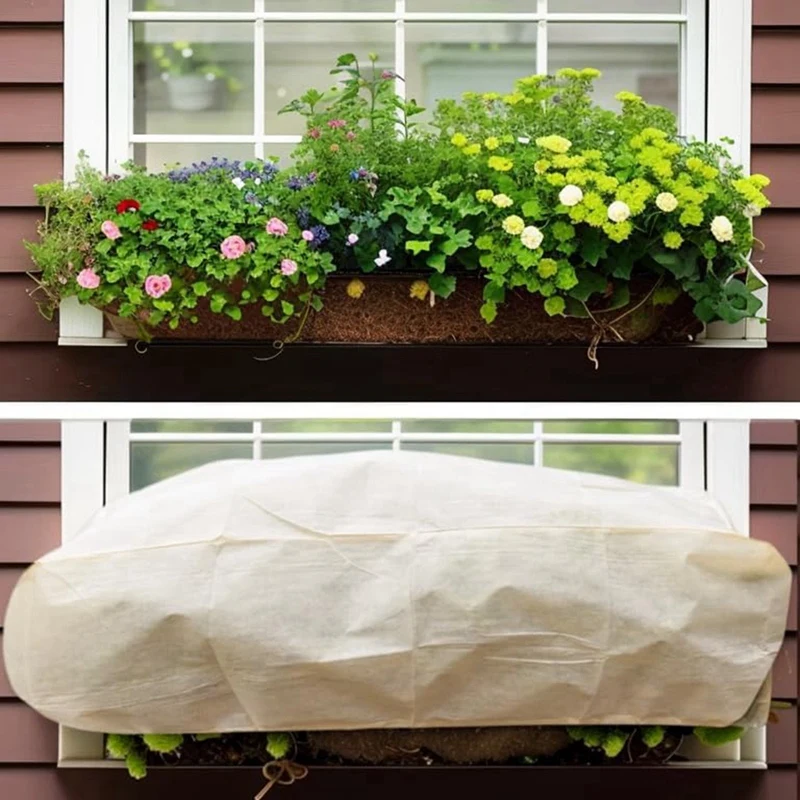 Rectangular Planter Box Protector Protects Plants In Balcony, Windowsill And Patio Planter Boxes From Frost, Wind 2Pcs