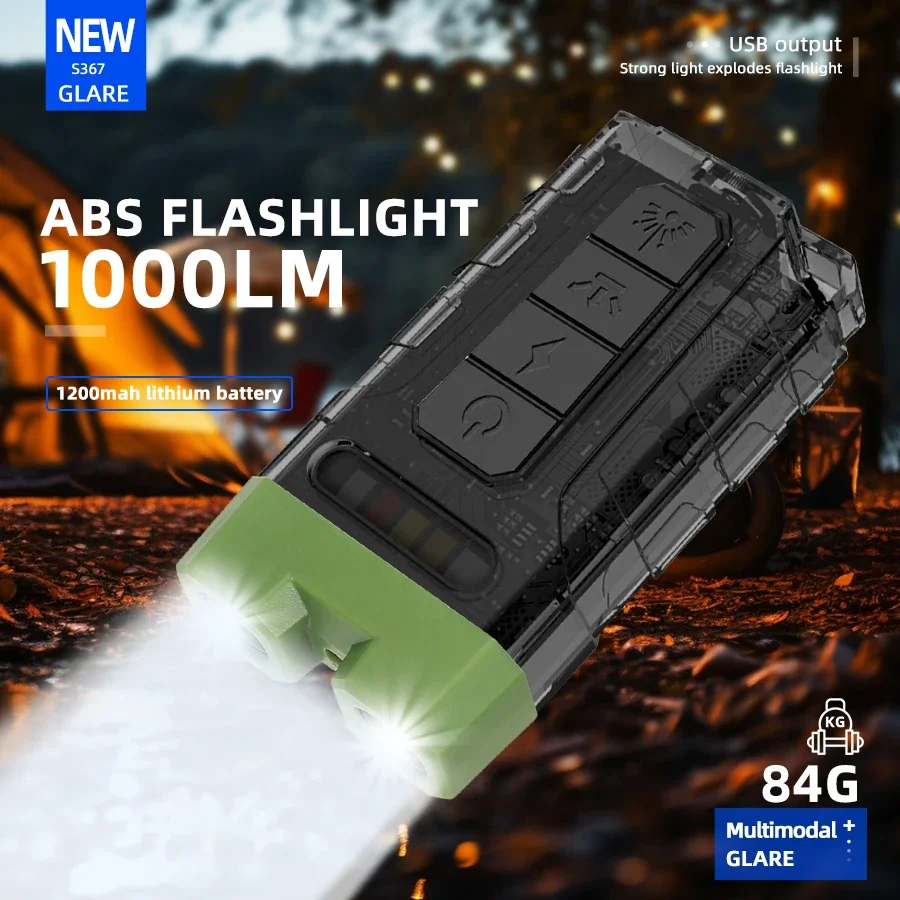 NEWBIRTH Outdoor Flashlight Multitool with Keychain UV light Type-C Charging Torch Buzzer Work Light with Clip Magnet Lantern