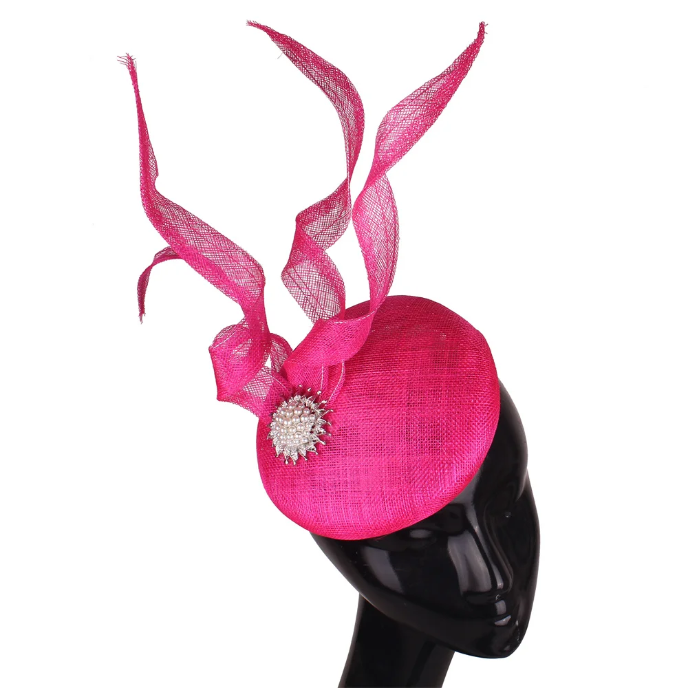 

High Quality Sinamay Fascinator Hats For Women Wedding Church Party Hair Accessores Race Headwear With Hair Clip Ladies Pillbox