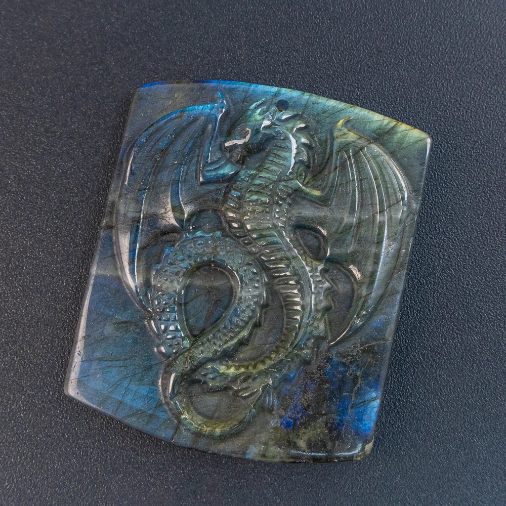 

1Pcs Rectangle Cut Blue Flash Labradorite Pendants 46X39X8MM Unpolished Gemstones for Crystal Pendant Assemblies