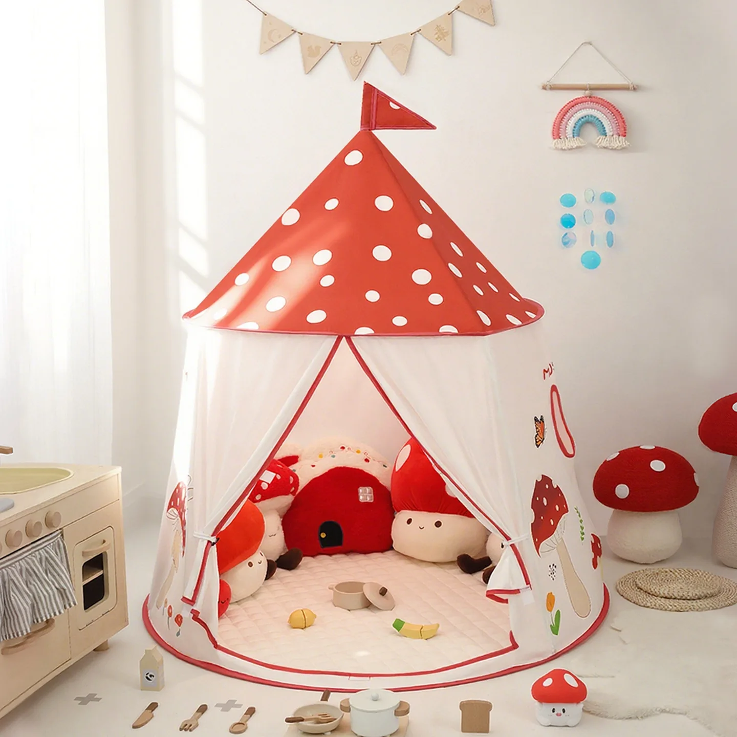 Maison de jeu jouet pour enfants intérieur et extérieur enfants Pop Up plis tente de jeu enfant champignon princesse Playhouse tente tipi