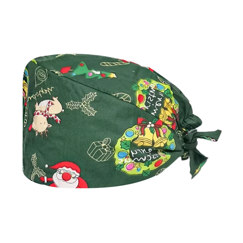 Christmas unisex scrub cap Button print Scrub Nurse uniform Accessories Pet shop Chef Lab work Surgical hospital accessories