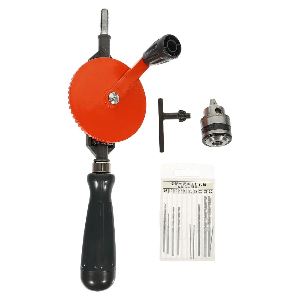 

1Set Hand Drill Manual Steel Durable Hand Crank Drill Practical Tool for Woodworking Small Portable Puncher Puncher Tool