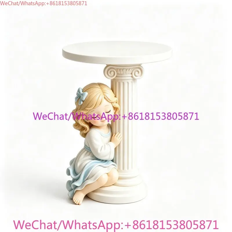Light luxury high-end angel girl children's room retro cream wind edge few shelves decorative table