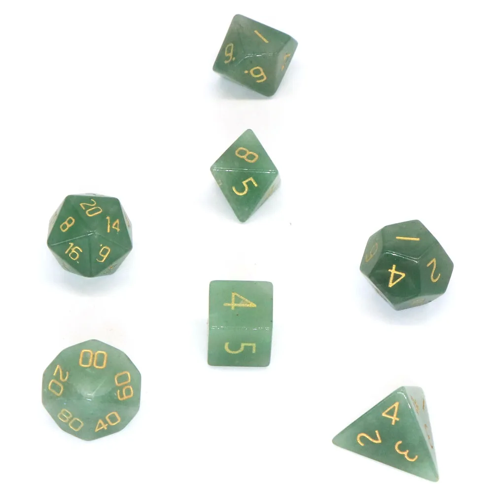 7Pcs/Set Polyhedral RPG DND Dice Role Playing D6 D20 Board Table Games Math Natural Stone Crystal Entertainment Accessories Gift