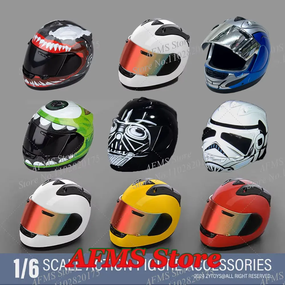 

1/6 Scale Soldier Helmet Venom Black Jedi Knight White Warrior Prop Motorcycle Racing Driver Helmet Fit 12" Acton Figure Model