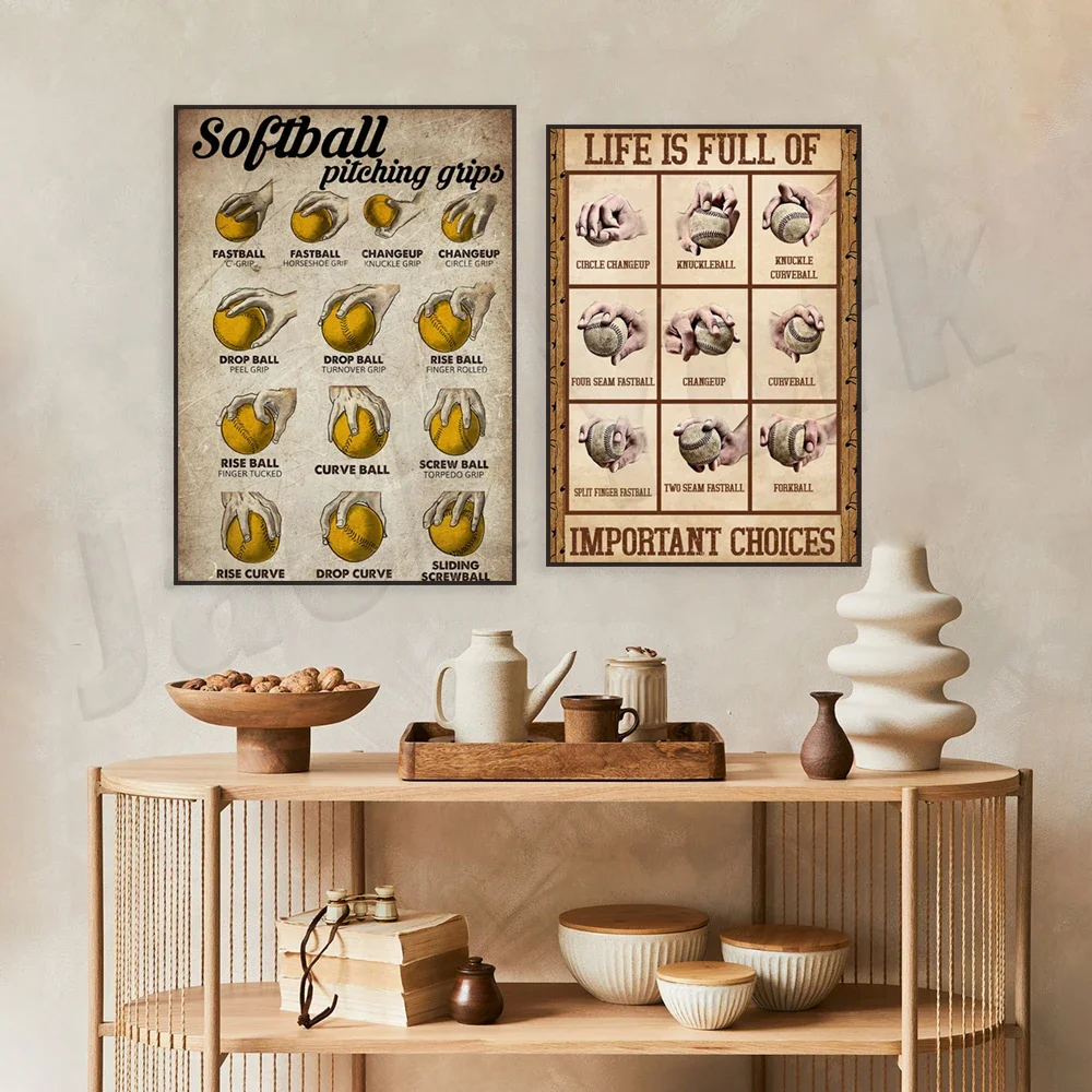 Softball, Baseball Poster, Softball, Baseball Pitching Grip Art Print, Baseball Gifts, Gifts for Baseball Players,