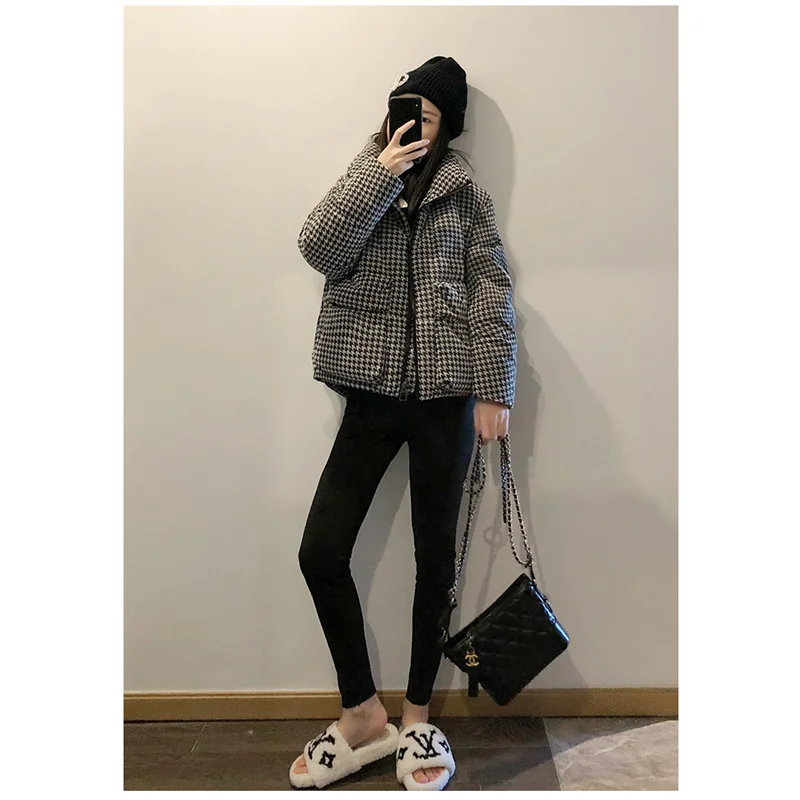 Thickening Down Jacket Women Coat Black Hooded Fashion American Streetwear Y2K Duck Down Feather Female Winter Short Outwear