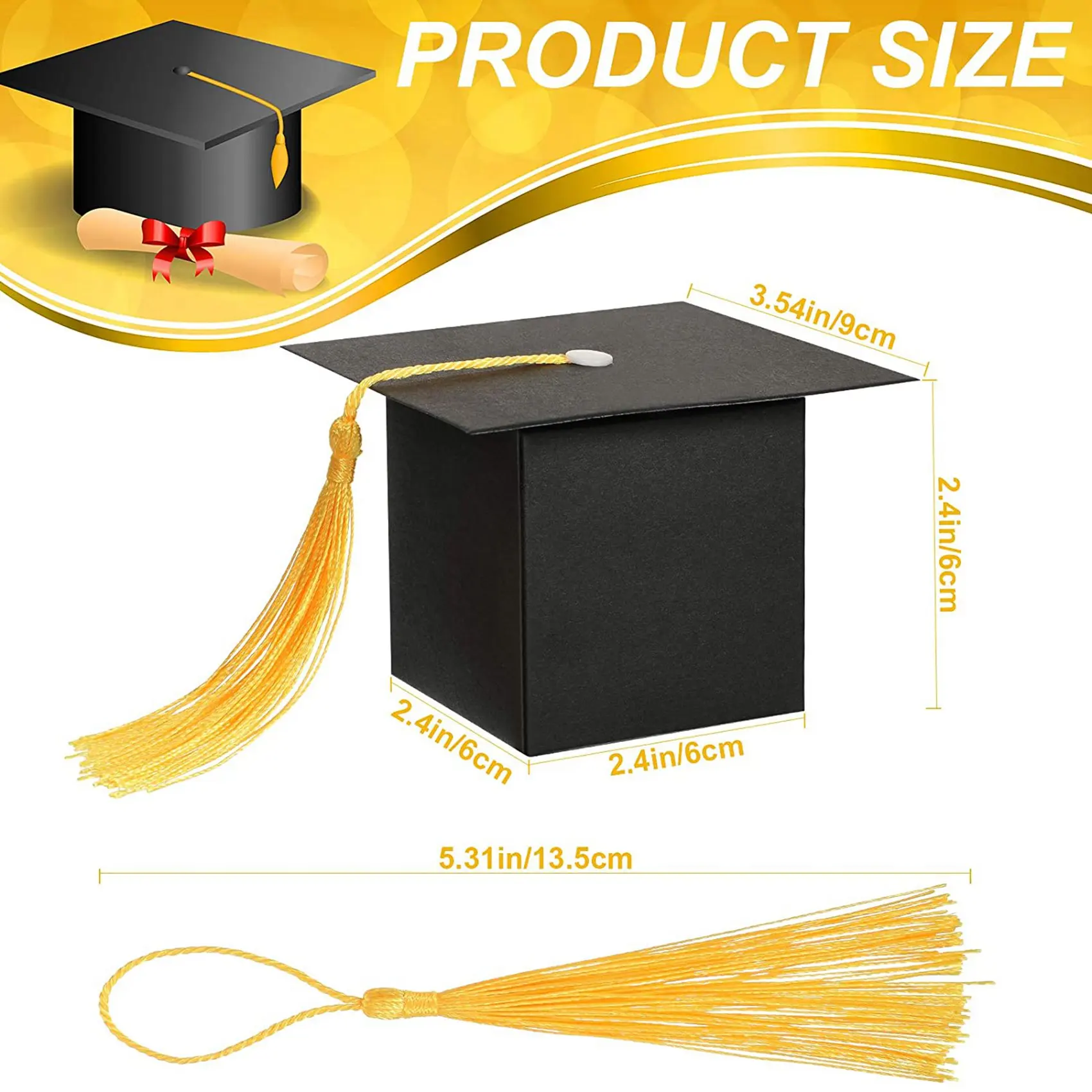 Advanced Graduation Decorations 100PCS Graduation Candy Box DIY Grad Cap Box For Graduation Gift Graduation Party Favors Decor