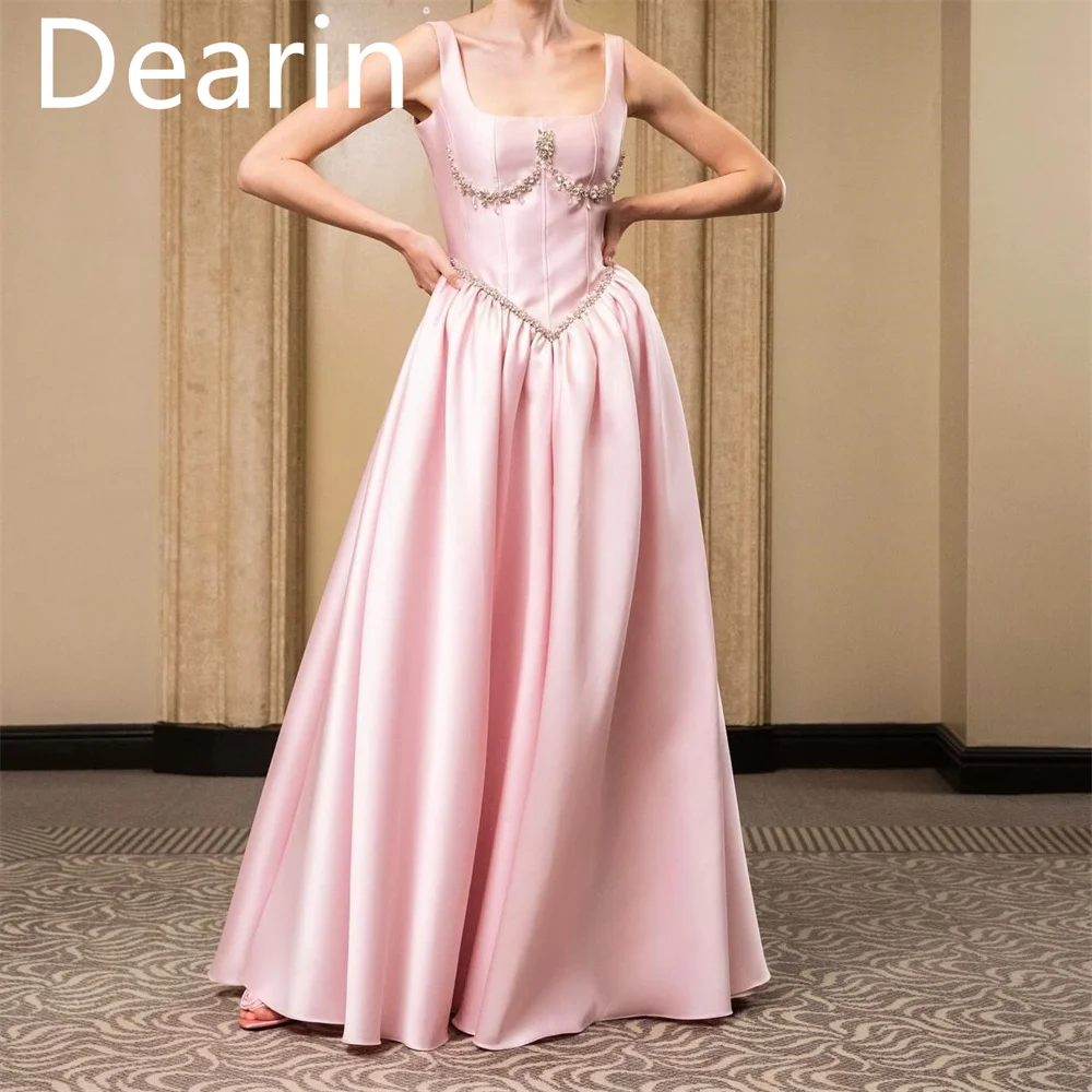 Customized Prom Dress Dearin Square Collar A-line Floor Length Skirts Bespoke Occasion Dresses Formal Evening Gown Saudi Arabia