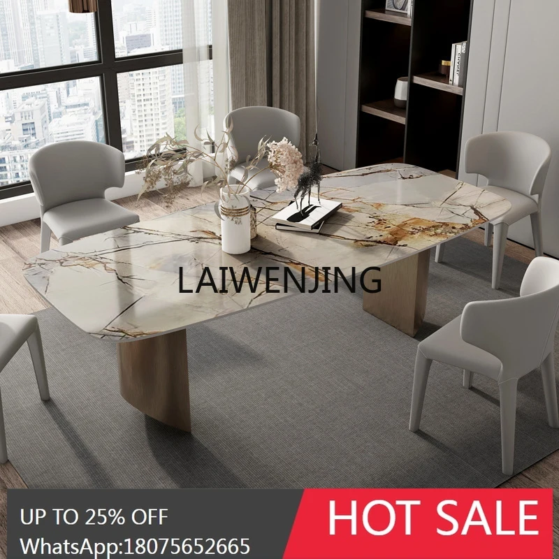 

small apartment household rock slab dining table and chairs high-end household dining table