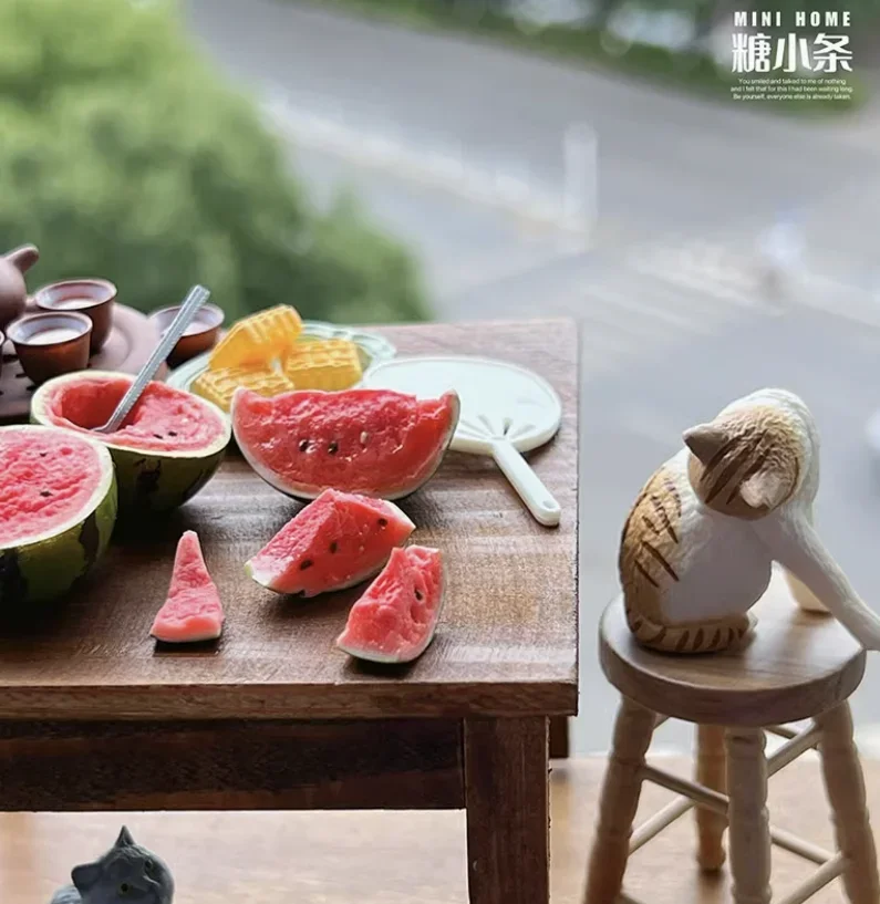 Dollhouse Food Play Simulation Miniature Clay Fruit Kitchen Scene Moldles Mini Watermelon Grapefruit Persimmon Lemon Decoration