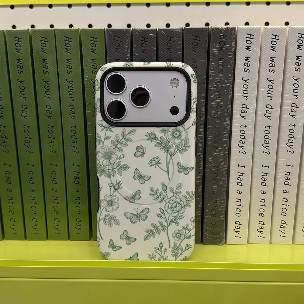 Green Floral Butterfly Sketch  - Phone Cases Green review and price