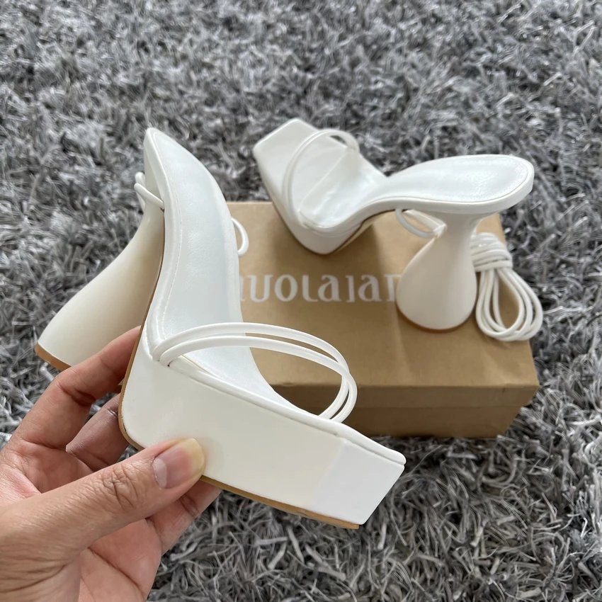 Brand Open Toe Platform High Heels Women Sandals Ankle Strappy Party Dress Clubwear Fashion Summer Wedding Solid Shoes Woman