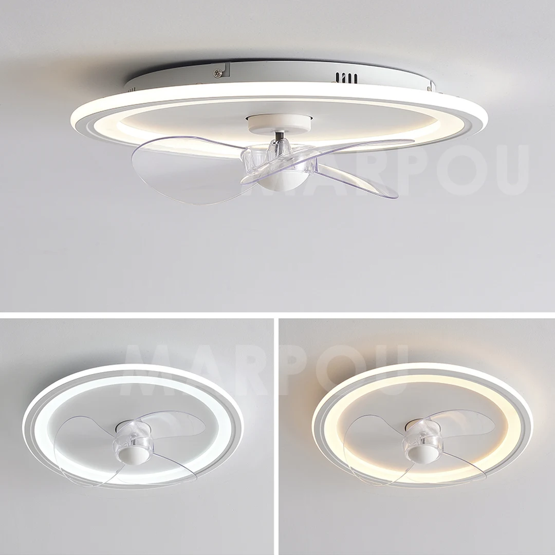 MARPOU Smart Ceiling fans with led light For Bedroom 220V Ceiling fan with lighting APP Remote control Lamp For Living room Deco