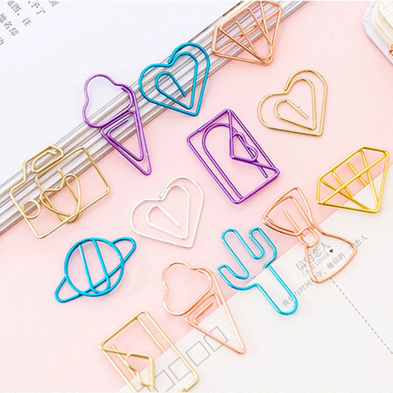 10pcs/pack Hollow Paper Clip Set Cute Bookmark Clip Stationery Office&School Supplies Student Back to School Teacher Supplies