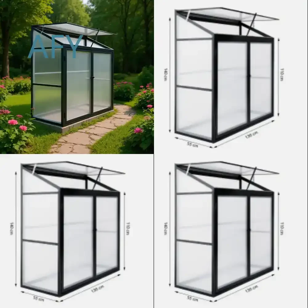 Aluminum Modular Lean-to Roof Greenhouse for Winter Warmth Flower House Plant Shelter Glass Enclosure for Home Garden Use