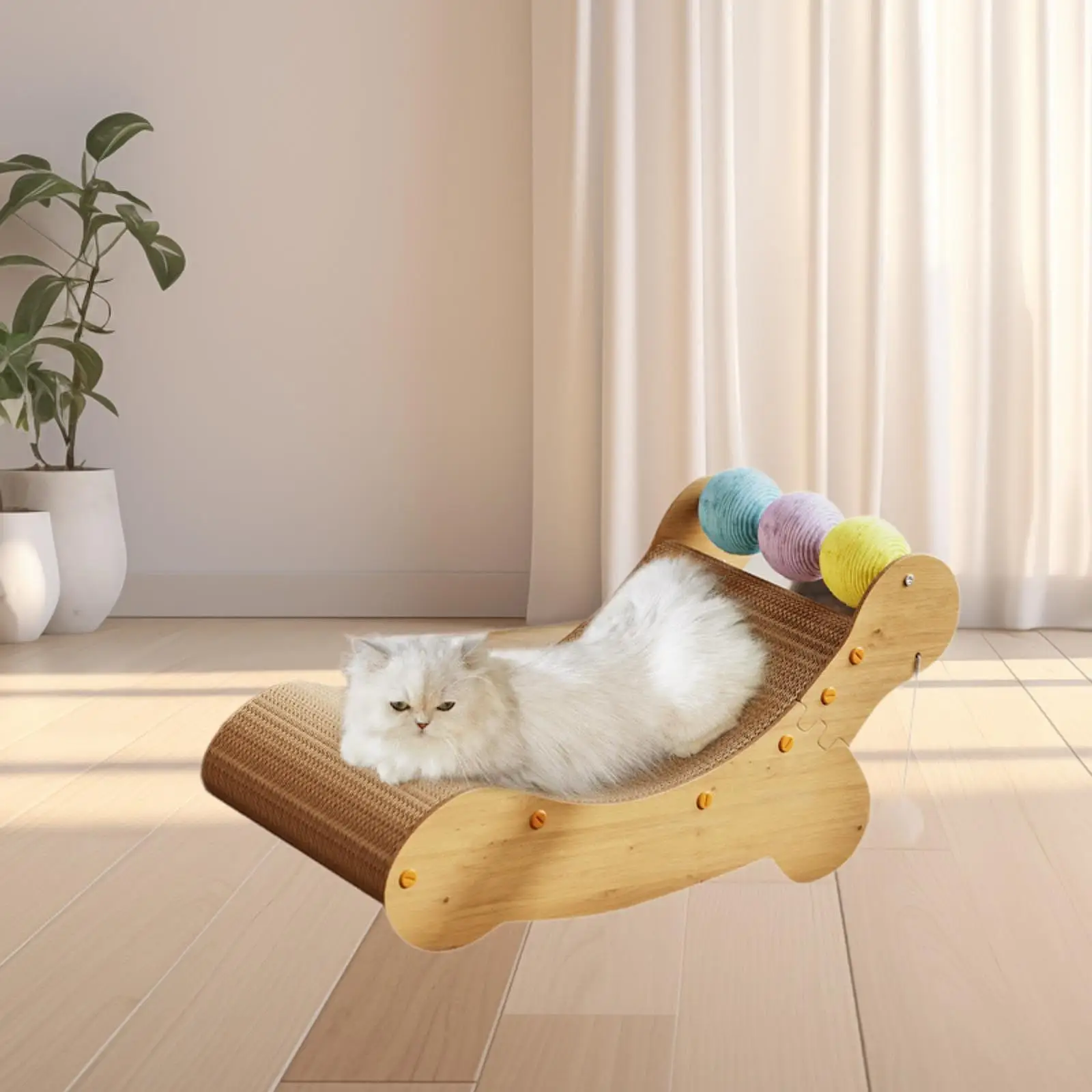 Cat Scratcher Chair Scratching Board for Indoor Cats Fun with Balls,Cardboard Lounge Bed for Kitty,Pet, Cats Kitten