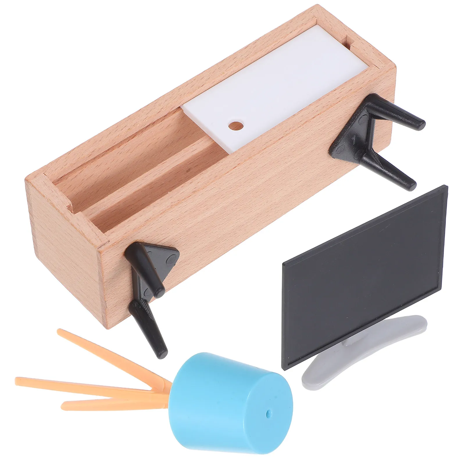 

3Pcs Dollhouse Furniture Accessories Mini Television Cabinet Floor Lamp Living Room Scene Decoration Pretend Play Set for Child