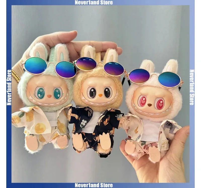 

Labubu Doll Clothes Beach Resort Style Overalls Labubu Idol V1 V2 Dolls Clothing Accessories 15/17cm Plush Doll Universal