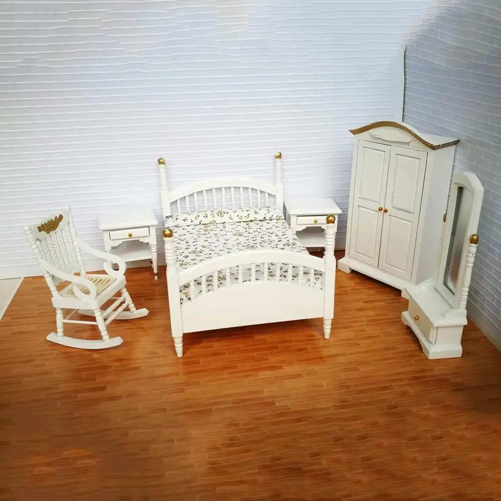 1:12 Miniatuur Bed Kast Tafel Fauteuil Spiegel Pop Meubels Speelgoed