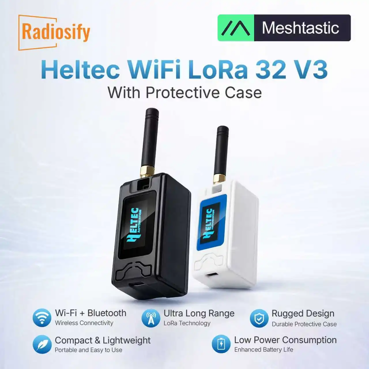 

Комплект Heltec V3 LoRa 32 с корпусом, ESP32-S3 SX1262, Meshcore Node для Meshtastic, 868 МГц, 915 МГц, OLED-дисплей, WiFi, BLE, IoT-набор