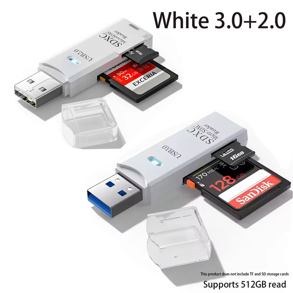 2-in-1 multifunctionele USB 3.0-kaartlezerMicro SD TFMemoryCardReaderUSBFlashDrive-kaartlezerAdapter voor pc-laptops Accessoires - afbeelding 1